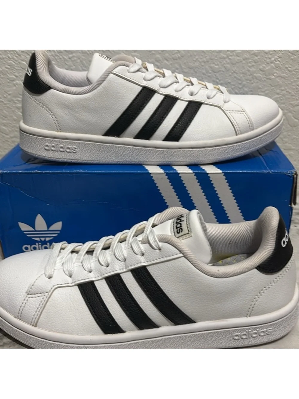 adidas White Sneakers with black Three Stripes